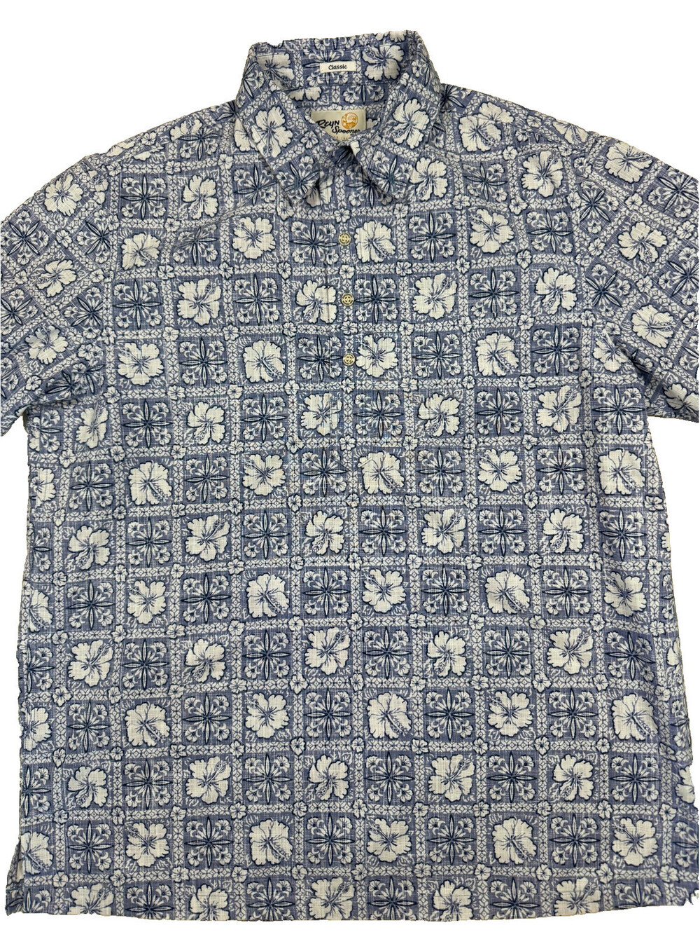 Reyn Spooner Men's SS Polo Small Light Blue Hawaiian Floral Limited Issue